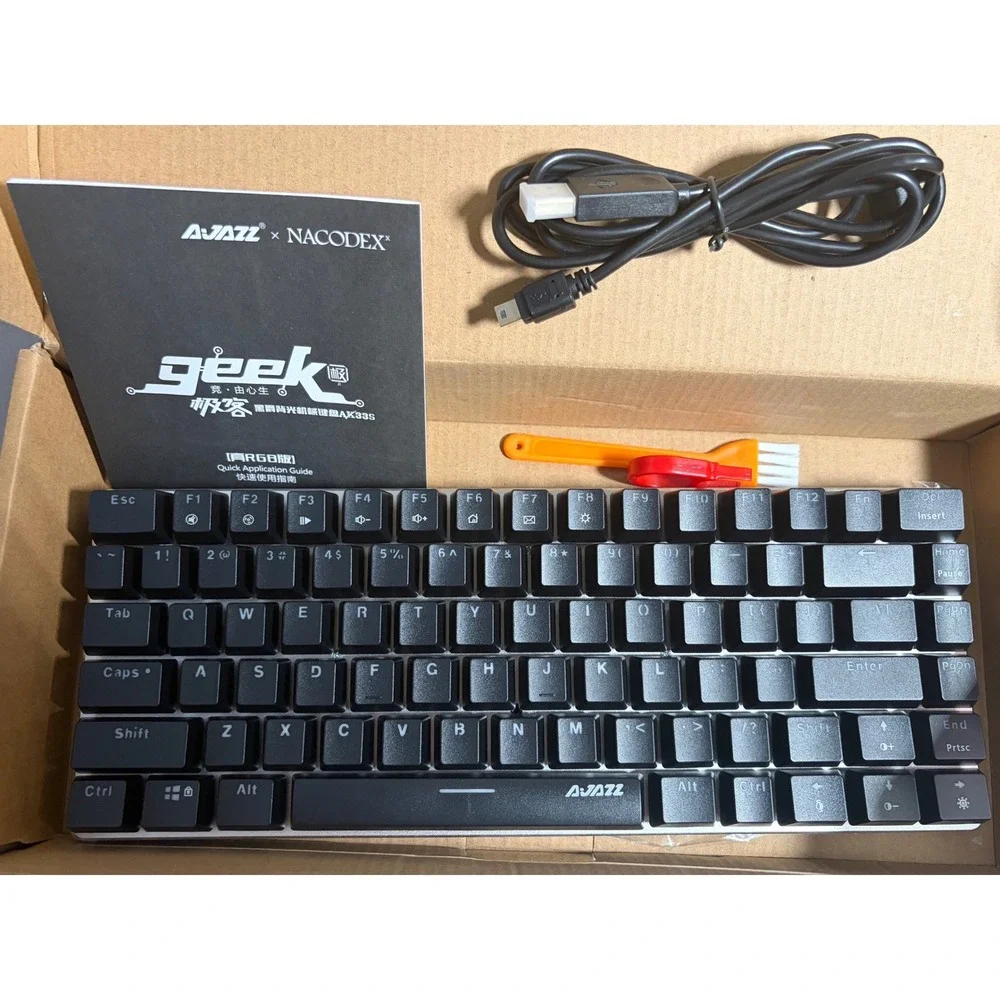 Ajazz Nacodex AK33 Mechanical Gaming Keyboard Black 82 Key RGB Backlit Wired New
